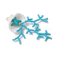 Большие подвески из стеклянных бусин и ракушек&nbsp;PALLOY-MZ01152-02