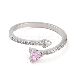 Открытые манжеты для женщин из латуни с микро-паве и цирконием в форме сердца для женщин RJEW-S416-02P-01