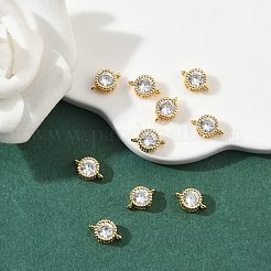 Ciondoli connettori piatti e rotondi in ottone con pavé di zirconi cubici trasparenti Shegrace&nbsp;XGRQ3D730-500G