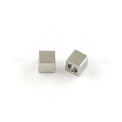 Perles d'espacement cubiques en acier inoxydable 201 résistantes au ternissement&nbsp;STAS-S040-10