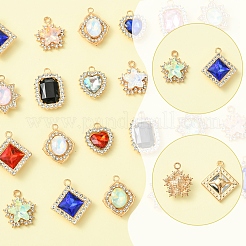 24 шт. 6-х стилевые подвески из сплава стекла&nbsp;FIND-FS0003-20