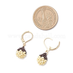 Серьги из стеклянных бусин ручной работы с застежкой-молнией EJEW-MZ00572