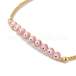 Эмалевый браслет-слайдер Evil Eye Link с кубическим цирконием BJEW-E015-06G-M