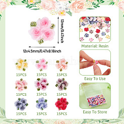 135 Stück 9 Farben Rosenblüten-Harz-Cabochons&nbsp;MRMJ-TA0001-50