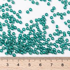 MIYUKIラウンドロカイユビーズ  日本製シードビーズ  （rr3765)白い裏地のエメラルド  8/0  3mm  穴：1mm  約422~455PCS /ボトル  10 G /ボトル&nbsp;SEED-JP0009-RR3765