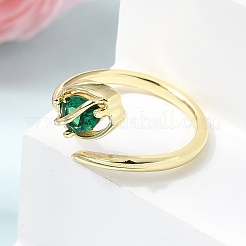 Anelli aperti con polsino in ottone micro pavé di zirconi cubici per donna&nbsp;RJEW-L343-01G-03