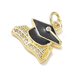 Micro pavé de zircone cubique transparent en laiton avec pendentifs en émail&nbsp;KK-CBAD872-20G-01