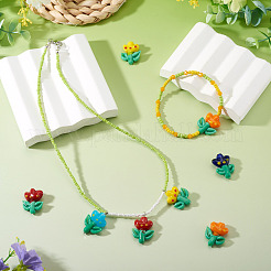 5шт 5 цвета бусины лэмпворк ручной работы&nbsp;LAMP-TA0002-15