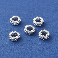 Silbermessing mit Zirkonia-Perlen im europäischen Stil&nbsp;KK-B088-01A-02S
