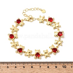 Bracelets à maillons en laiton micro pavé de zircones cubiques pour femmes&nbsp;BJEW-D457-01G