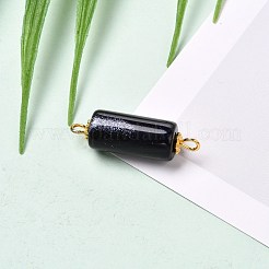 天然および合成の混合宝石用原石リンクコネクター  チベットスタイルの合金デイジースペーサービーズと304ステンレススチールアイピン付き  ゴールドカラー  コラム  25~26x8mm  穴：1.8~2mm&nbsp;PALLOY-JF00889
