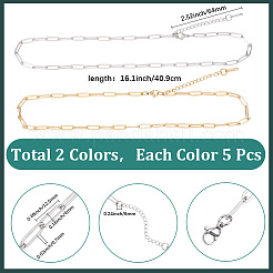 10 collar de cadena con clip de acero inoxidable de 2 colores para mujeres y hombres.&nbsp;NJEW-SC0001-39