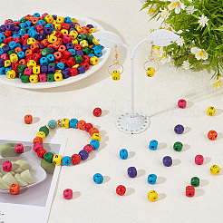 Бусины-кубы из окрашенного дерева WOOD-WH0025-82