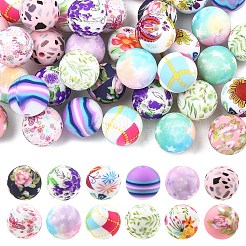 36 шт. 6 стиля круглых фокальных бусин из пищевого экологически чистого силикона&nbsp;SIL-YW0002-33A