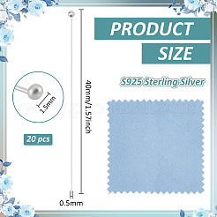 20 шт. s925 серебряные штифты с шарообразной головкой&nbsp;STER-BC0003-38