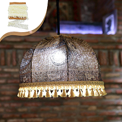 10.5 ярд полиэфирной кружевной ленты с кисточками OCOR-WH0082-106