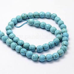 Ограненные синтетические бирюзовые бусинки&nbsp;X-G-F382-6mm-01