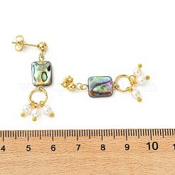 Boucles d'oreilles pendantes en nacre d'ormeau et perles de nacre&nbsp;EJEW-JE07327-02