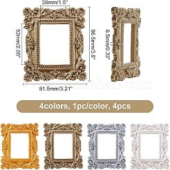 4pcs 4 Farben Rechteck Retro-Harz Bilderrahmen&nbsp;AJEW-FG0001-47