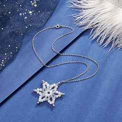 Collar con colgante de copo de nieve con cuentas de vidrio y hematita sintética&nbsp;NJEW-JN04272
