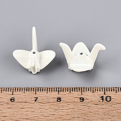 ラックメッキスプレー塗装合金ビーズ  折り紙でできた鶴  カドミウムフリー＆ニッケルフリー＆鉛フリー  ホワイト  15x20.5x19mm  穴：1.2~1.4mm&nbsp;PALLOY-T091-31A