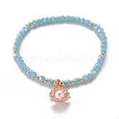 Bracciali tallone tratto vetro sfaccettato&nbsp;BJEW-JB05488-04
