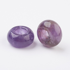 天然アメジストヨーロピアンビーズ  大穴ビーズ  ロンデル  14x7~8mm  穴：6mm&nbsp;X-G-G740-14x8mm-13