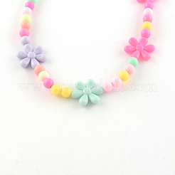 Цветок акриловые кулон ожерелья и браслеты простирания комплекты ювелирных изделий&nbsp;X-SJEW-R048-05