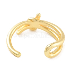 Anelli polsini aperti in ottone placcati con fiocco&nbsp;RJEW-Z059-17G