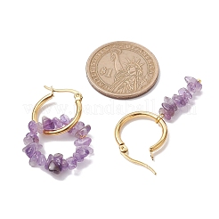 Асимметричные серьги с кусочками натуральных смешанных драгоценных камней EJEW-JE05707