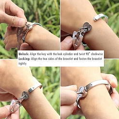 Браслет из нержавеющей стали 304 с замком в форме сердца и кубическим цирконием SJEW-K001-01P