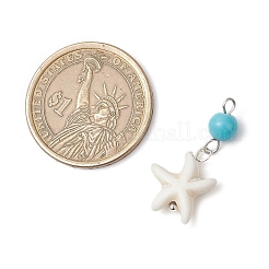 4 шт. 4 стиля круглых кулонов из окрашенной синтетической бирюзы и натуральных ракушек&nbsp;PALLOY-JF03813