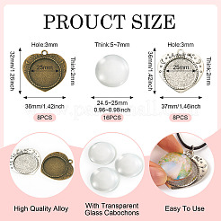 32 шт. 3 стиля подвески-кабошоны из сплава в тибетском стиле с прозрачными стеклянными кабошонами&nbsp;FIND-TA0004-79