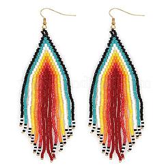 Серьги-кисточки из стеклянного бисера ручной работы&nbsp;WC3574-3