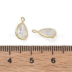 Breloques de zircone cubique clair pavés en laiton&nbsp;CU-CBAD360-01G-02