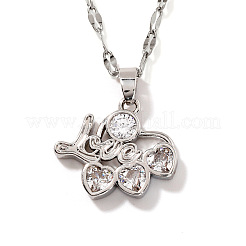 Elegante Messing Pavé klar Zirkonia Liebe Herz Anhänger Halsketten&nbsp;TW1079-1