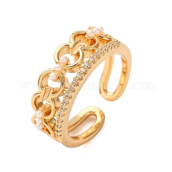 Латунные микро проложить манжеты кольца кубического циркония RJEW-A082-01G