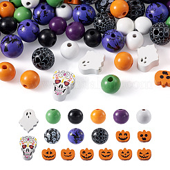 17 стиль расписные бусины из натурального дерева WOOD-KS0001-17