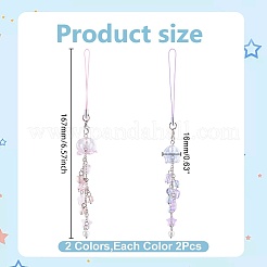 4 pièce de 2 couleurs en verre en forme de cœur&nbsp;HJEW-WR00021