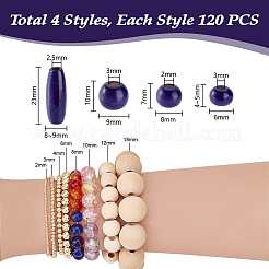 480 шт. 4 стиля крашеных бусин из натурального дерева&nbsp;WOOD-PH0003-66B