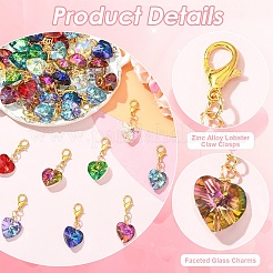 40 pendentif décoratif en verre en forme de cœur&nbsp;HJEW-YW00402