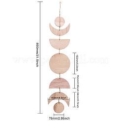 Деревянные подвесные украшения фазы луны&nbsp;HJEW-WH0043-26A