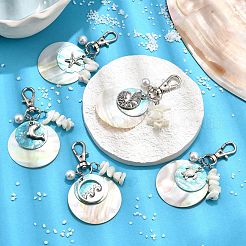 Подвесные украшения из натуральных пресноводных ракушек&nbsp;HJEW-JM03072