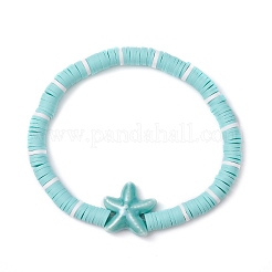 Pulseras elásticas de cuentas heishi de arcilla polimérica redondas y planas hechas a mano&nbsp;BJEW-JB11715-02