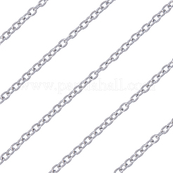 20m 304ステンレススチールアズキチェーン  ハンダ付け  フラットオーバル  スプール付き  ステンレス鋼色  2.5x2x0.5mm&nbsp;CHS-BM0001-01