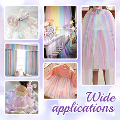 Сетчатая ткань из полиэстера радужного цвета DIY-WH0496-43A