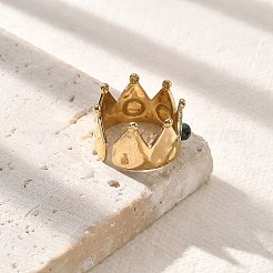 天然アフリカンターコイズ（ジャスパー）指輪  クラウン 304 ステンレススチール オープンカフリング 女性用  18KGP本金メッキ  13.5mm  調整可能&nbsp;STAS-Z112-09G-02