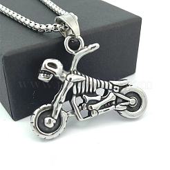 Винтажные ожерелья из нержавеющей стали с готической подвеской в виде черепа и мотоцикла для мужчин JT0512