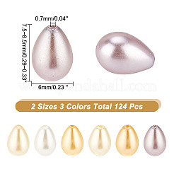 124 шт. 6 вида стеклянных бусин с имитацией жемчуга GLAA-AR0001-65