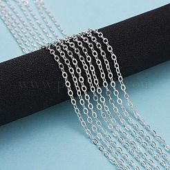 真鍮製アズキチェーン  ハンダ付け  フラットオーバル  銀  2x1.8x0.1mm&nbsp;CHC-E002-S
